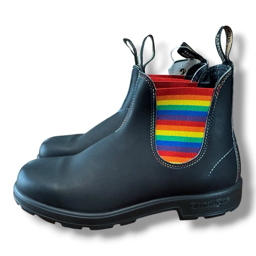 NWT Blundstone 2105 Rainbow Black Leather Chelsea Boots Bright Men’s Size 9.5